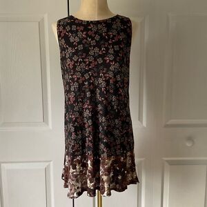 LOGO Lori Goldstein Layers Sleeveless Floral Tank Top Tunic Blouse - S